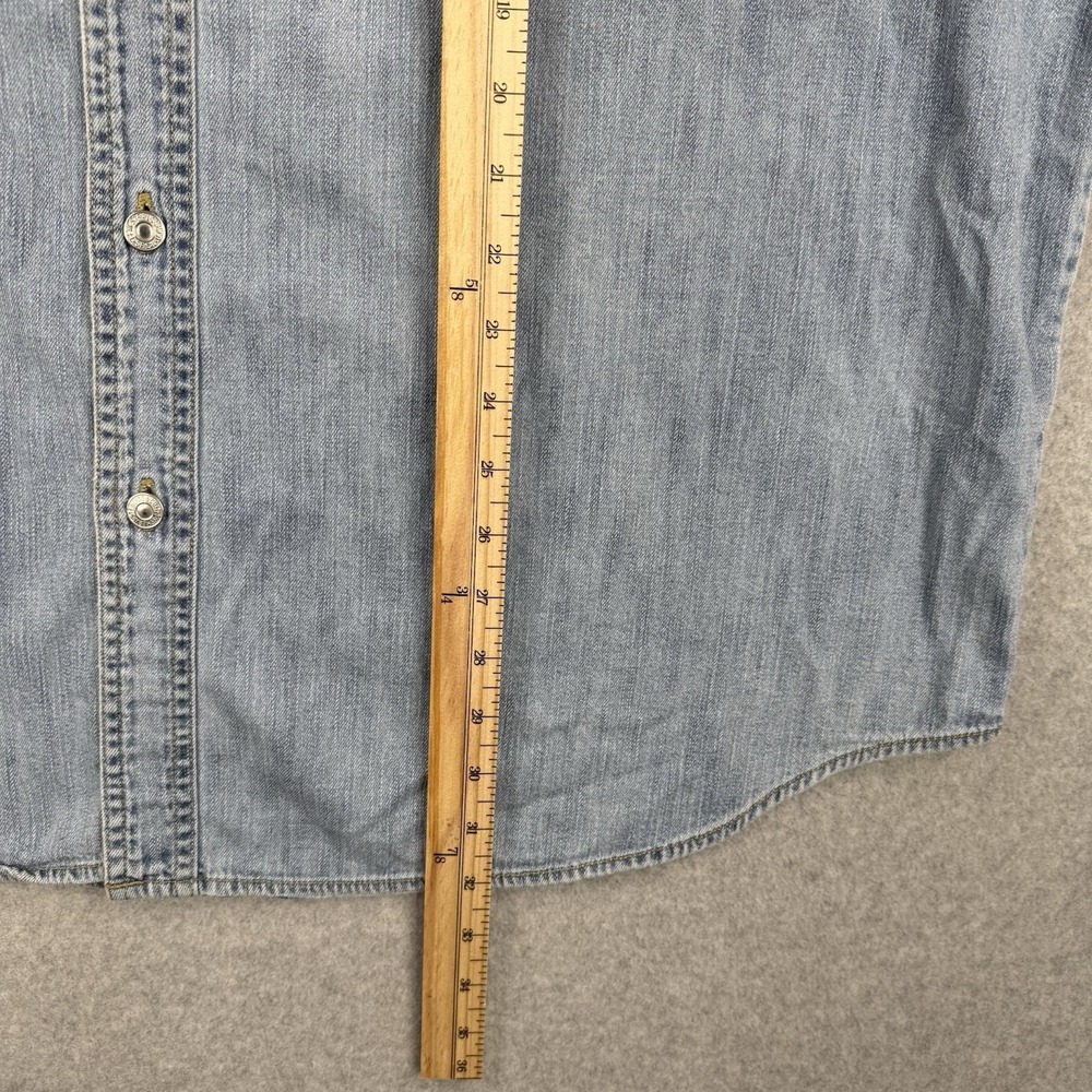 Vintage Levis Shirt Mens 2XL XXL Light Wash Denim Y2K Metal Buttons Long Sleeve - Picture 10 of 12